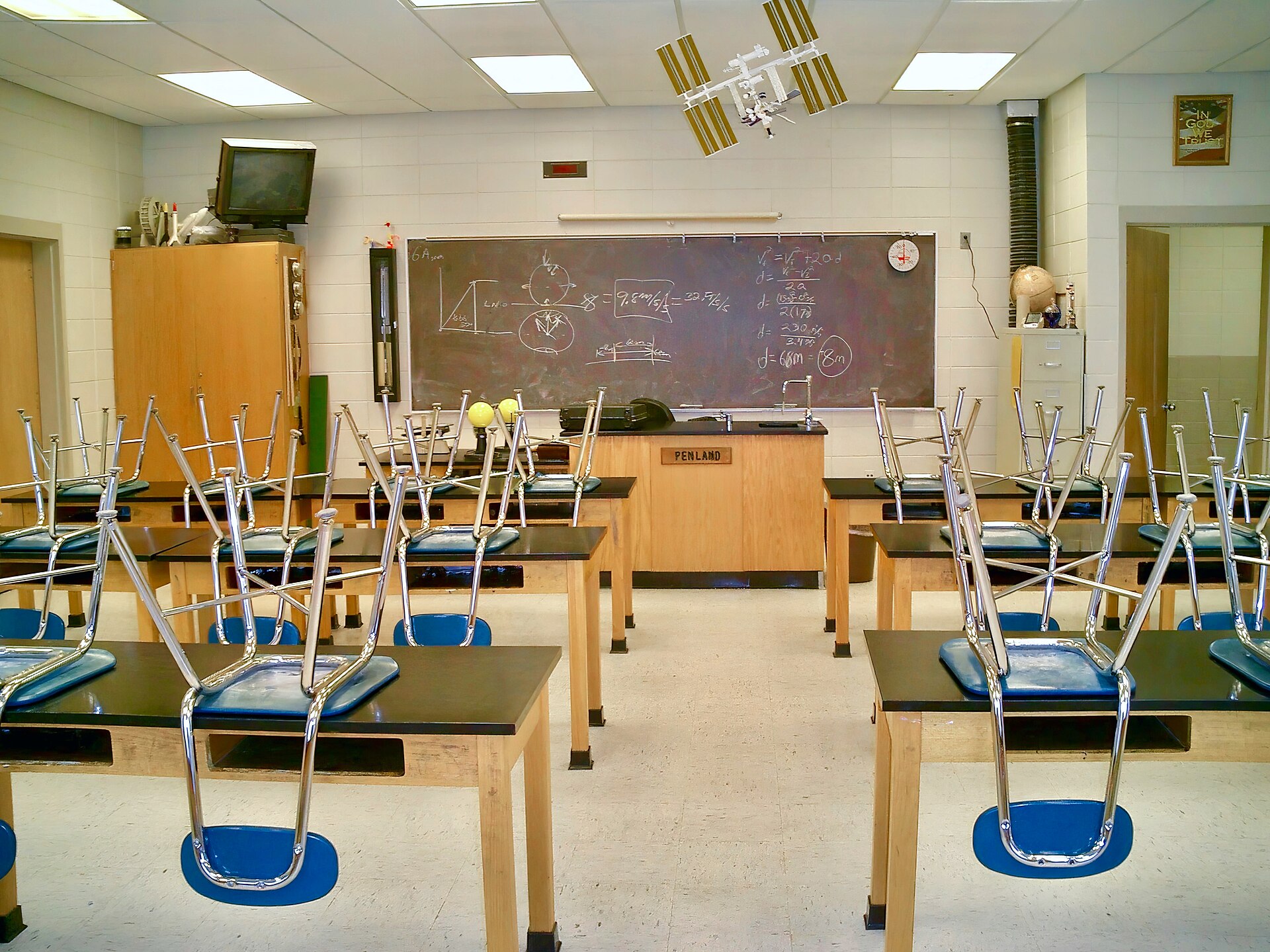 A public school, high school classroom in the United States