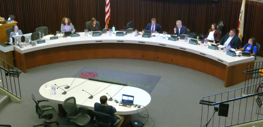 Santa Rosa City Council members at the dais in City Hall during their June 16, 2026 meeting