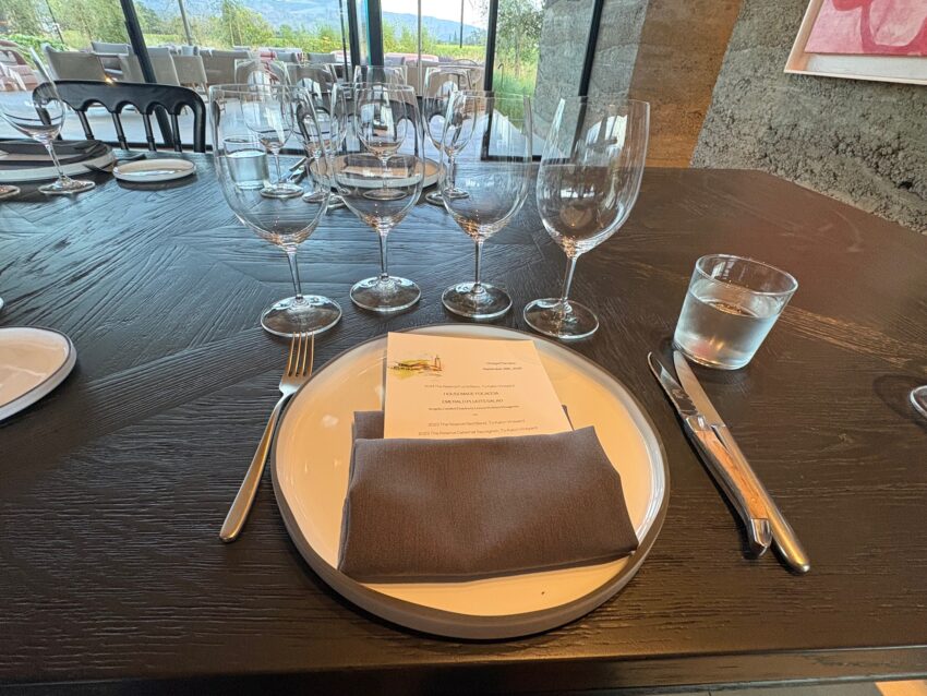 Rober Mondavi dinner menu