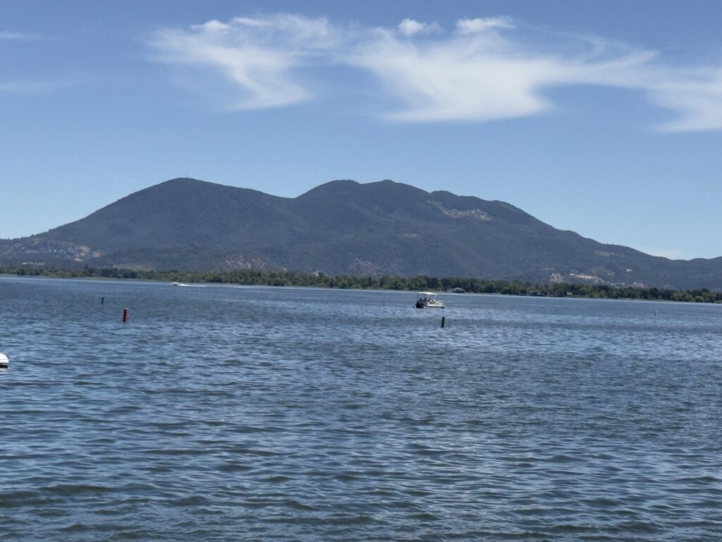 Mount Konocti above Clear Lake, seen from the Lakeport waterfront